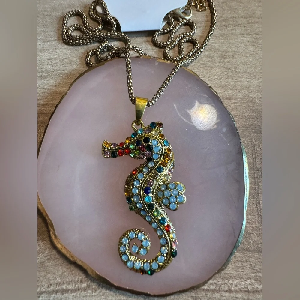 Seahorse Rhinestone Necklace - Picture 7 of 9